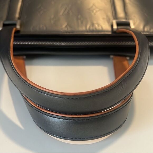 Louis Vuitton Stockton Matte Black Embossed Leather Shoulder Bag Tote CA0043 - Picture 8 of 16